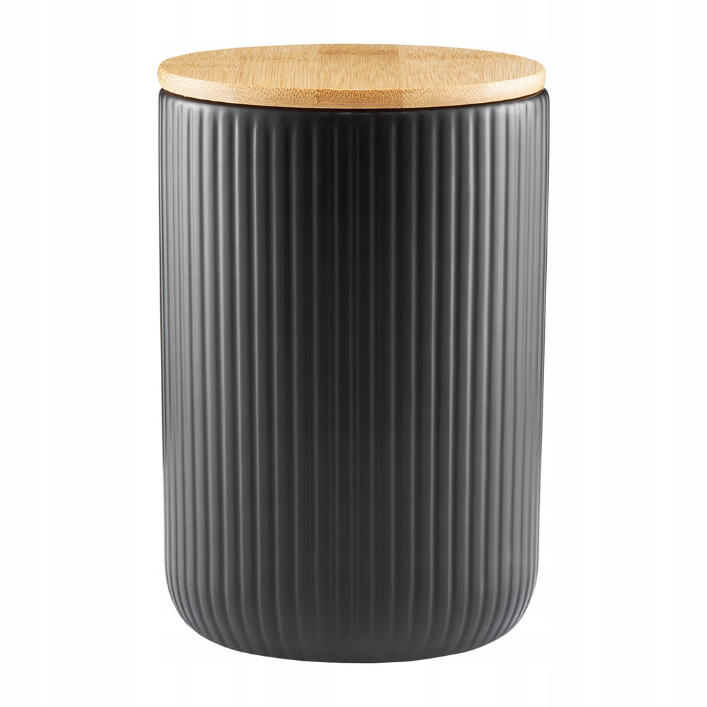 20203 Pojemnik kuchenny Curly ryflowany z pokrywką czarny 850 ml AMBITION