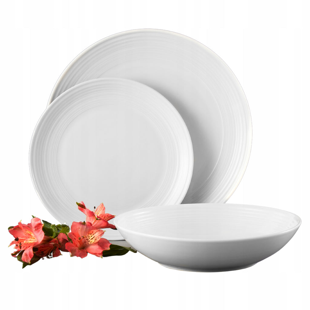 AMBITION LINEA SERWIS OBIADOWY 18 EL DLA 6 OSOB BIAŁY PORCELANA