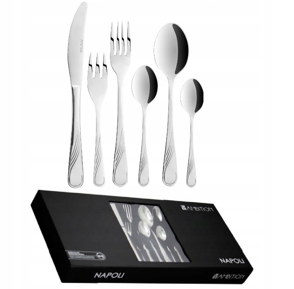 AMBITION 36 SZTUĆCE NIERDZEWNE NAPOLI ZESTAW KOMPLET 24 + 12 WIDELCZYK KAWY