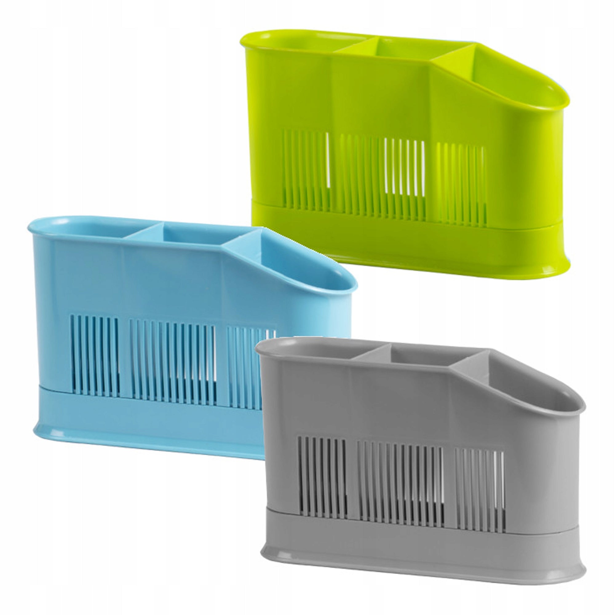 698564 Ociekacz na sztućce Asca 3-komorowy niebieski DOMOTTI