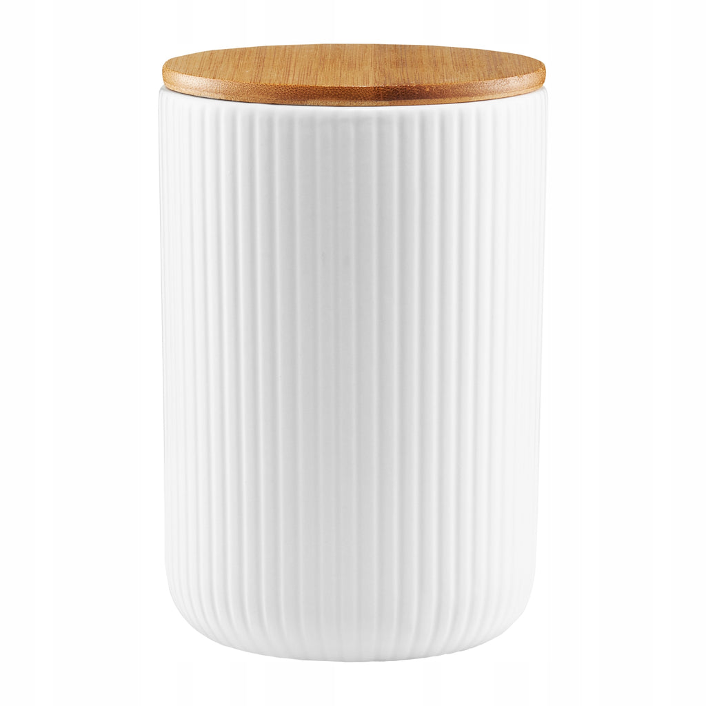 20207 Pojemnik kuchenny ryflowany z pokrywką biały 850 ml Curly AMBITION