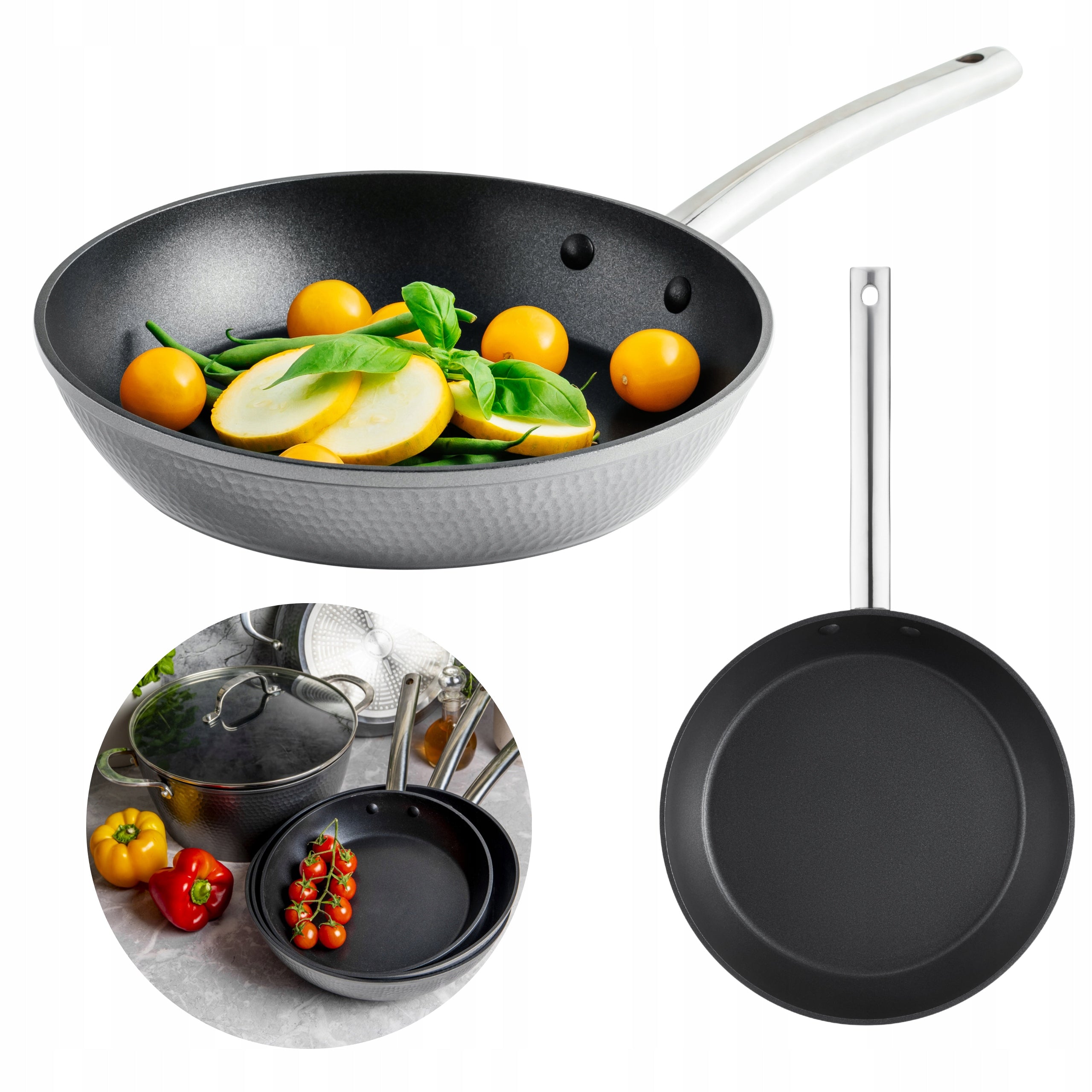 Patelnia tradycyjna Ambition BUBBLE 24 cm non-stick (nieprzywierająca)