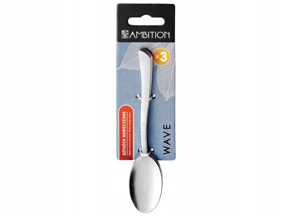 Łyżeczka do herbaty połysk Ambition Wave 3 szt.