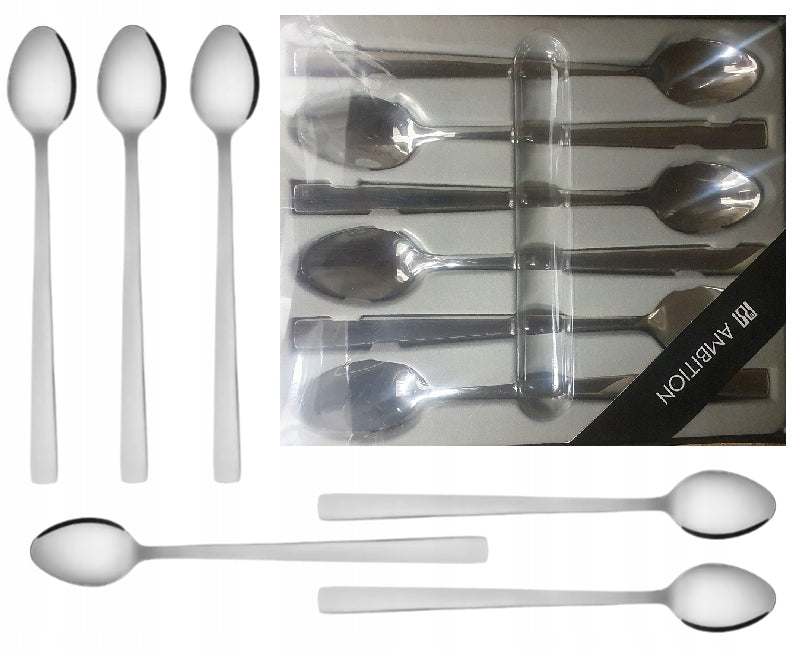 AMBITION 6 SZTUĆCE PRATO ŁYŻECZKI KAWY LATTE COCTAILI LODÓW DESERÓW DŁUGIE