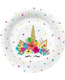 Talerzyki jednorazowe Paw jednorożec 18 cm 8 sztuk