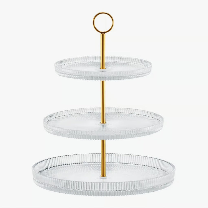 Patera trzypoziomowa Curly 29 cm złota AMBITION