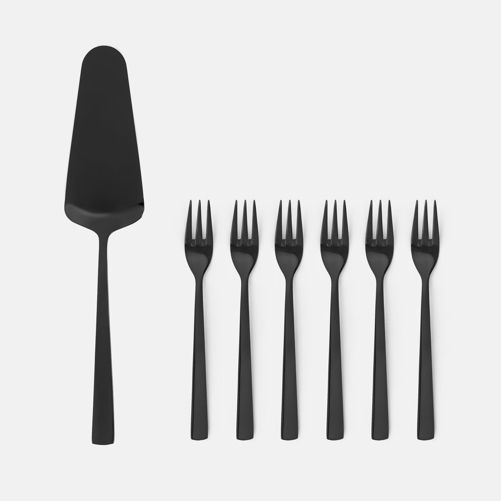 43393 Zestaw do ciasta 7-el Prato łopatka + 6 widelczyków black AMBITION
