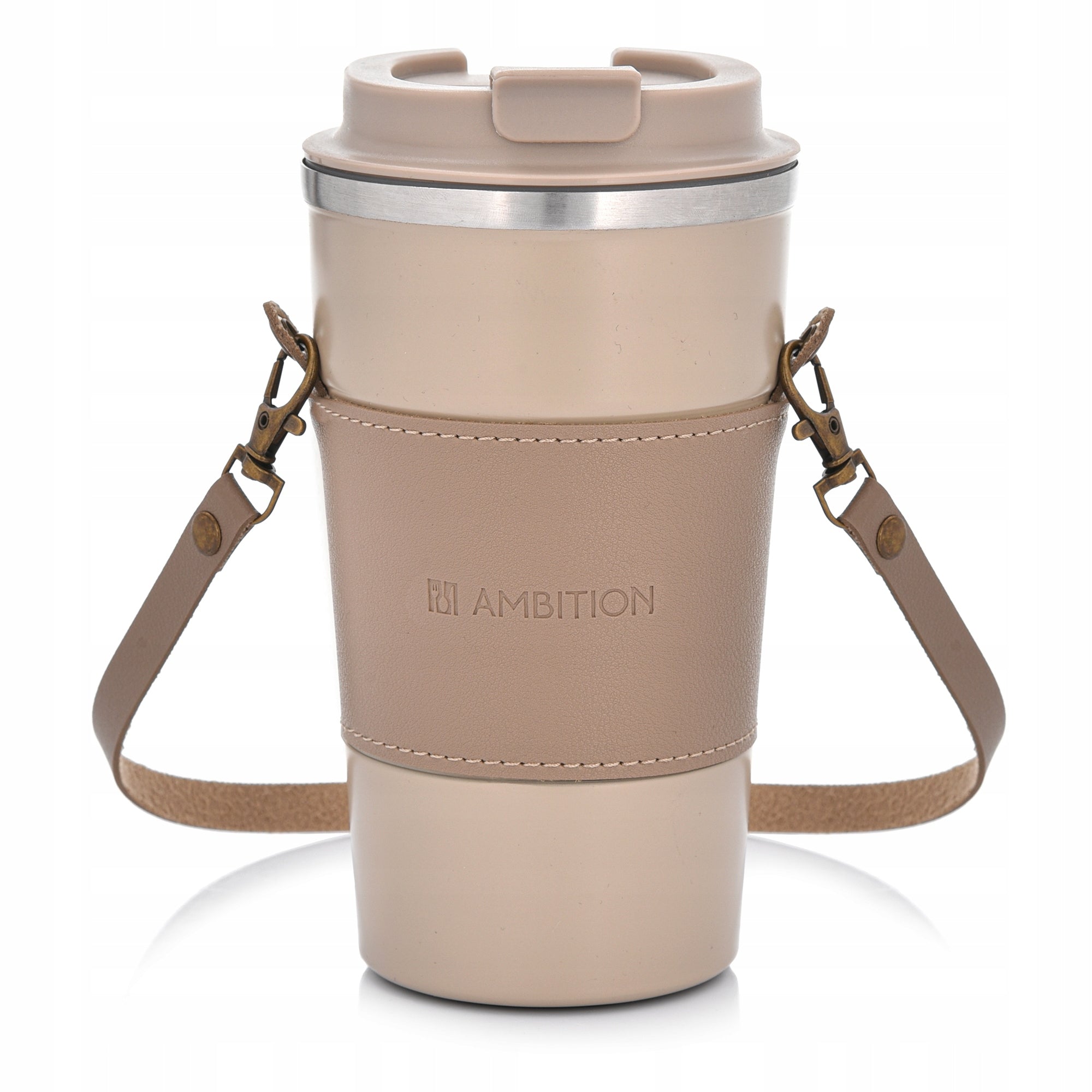 98886 Kubek termiczny z paskiem Camel 500 ml beżowy AMBITION