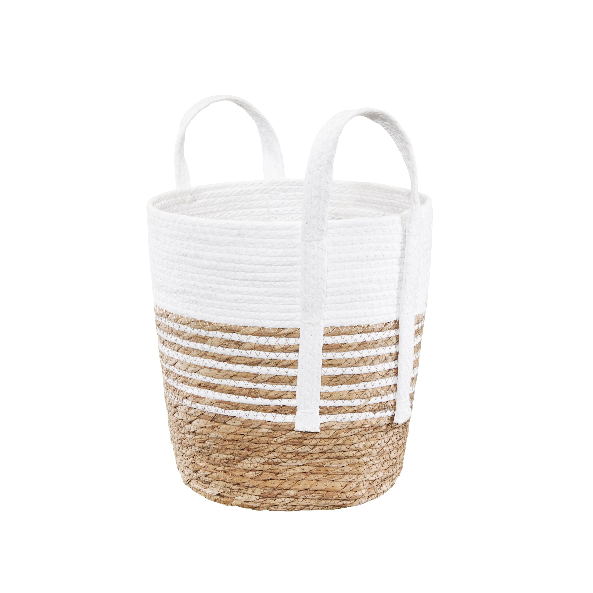 88056 Kosz osłonka z trawy morskiej z uszami Boho 25 x 26 cm biały AMBITION