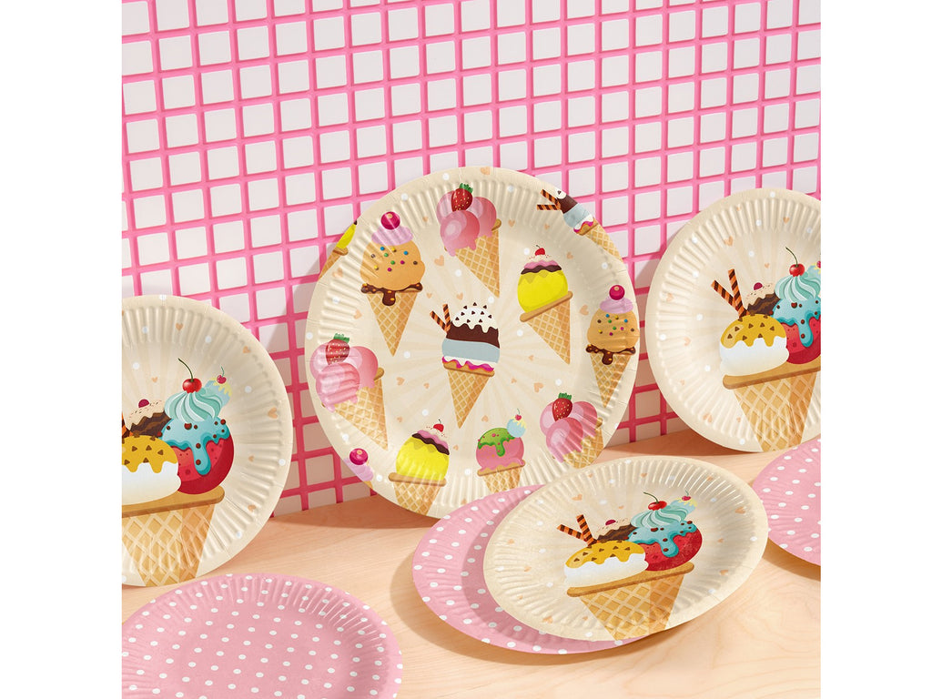 TALERZYKI PAPIEROWE ICE CREAM 18CM 8 SZT