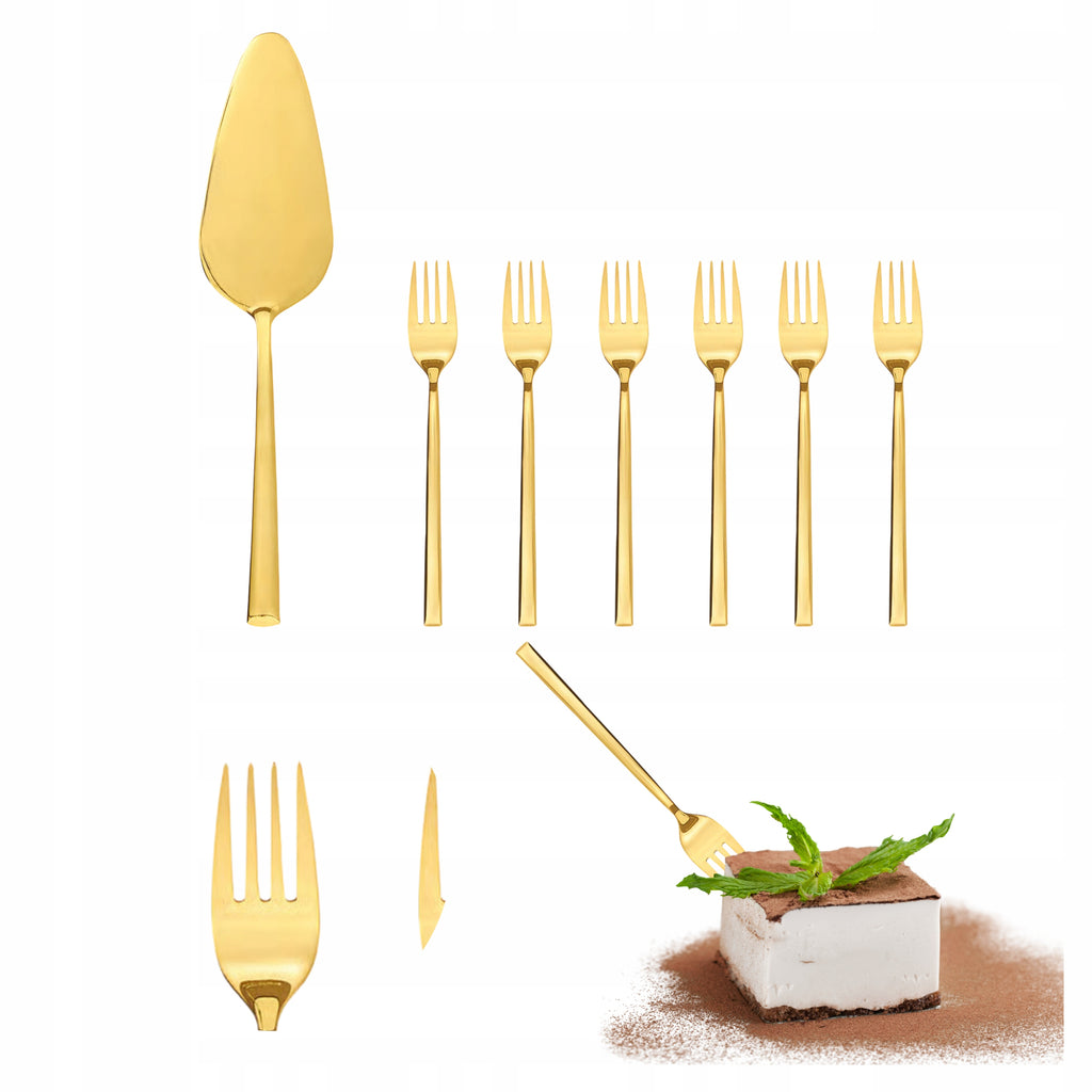 Zestaw widelczyki i łopatka do Ciasta Ambition Como Gold 7el