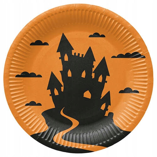 Talerzyki papierowe Nawiedzony Dom Halloween 23cm 8szt