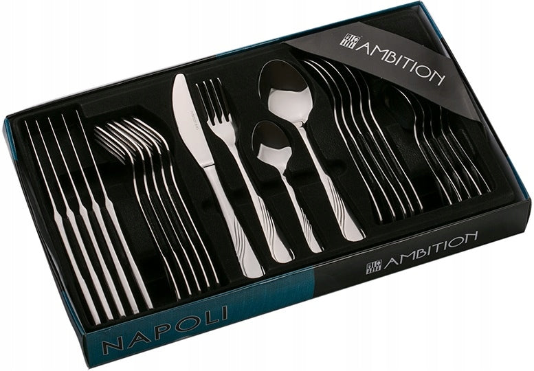 AMBITION 24 x SZTUĆCE NIERDZEWNE DO ZMYWARKI NAPOLI ZESTAW KOMPLET 6 OSÓB