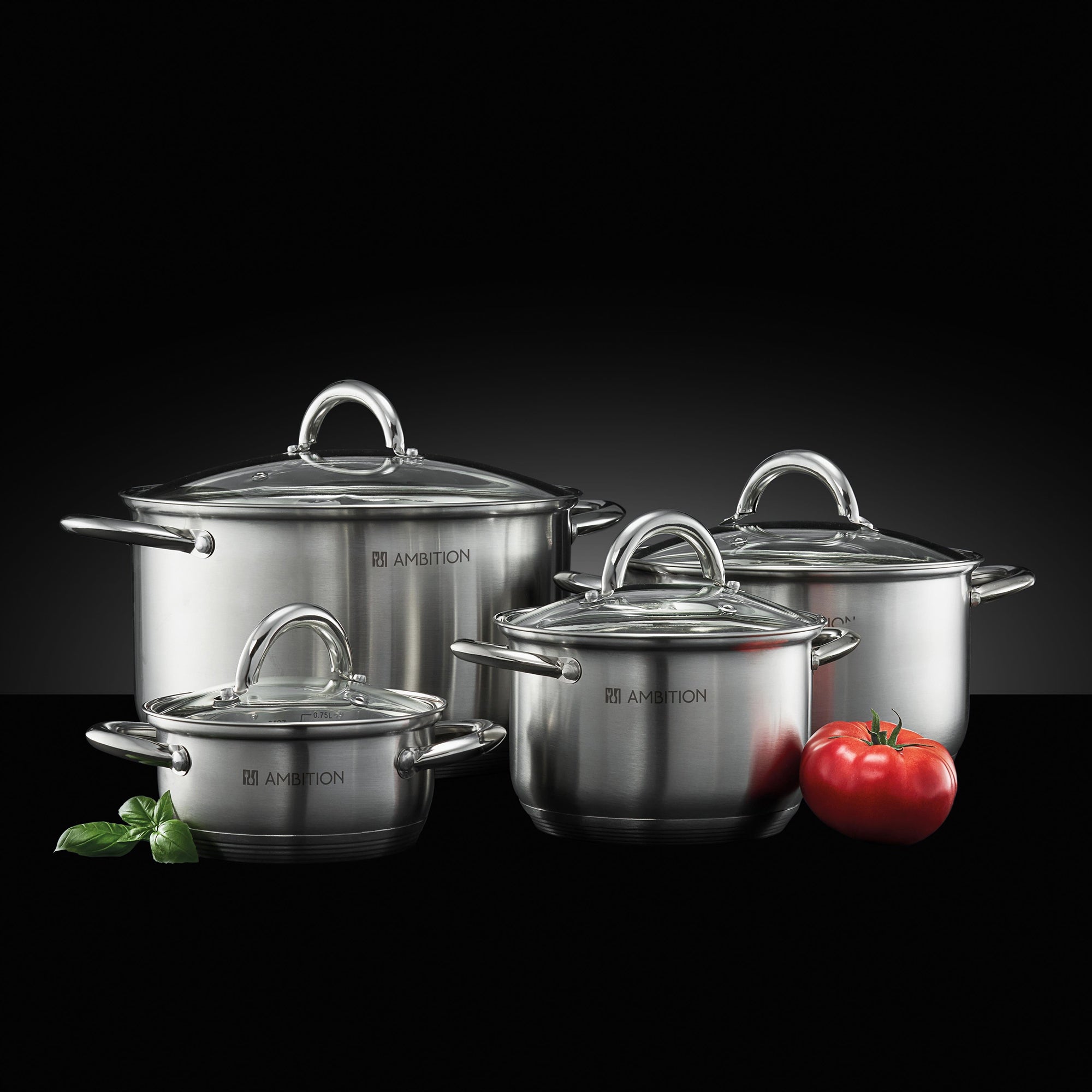 68736 Zestaw komplet garnków stal nierdzewna 8-elementowy Solar AMBITION