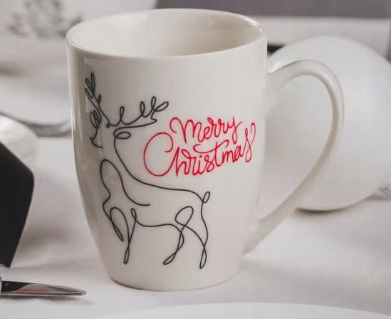 Kubek ceramiczny ambition 370ml biały wzory świąteczne dj.