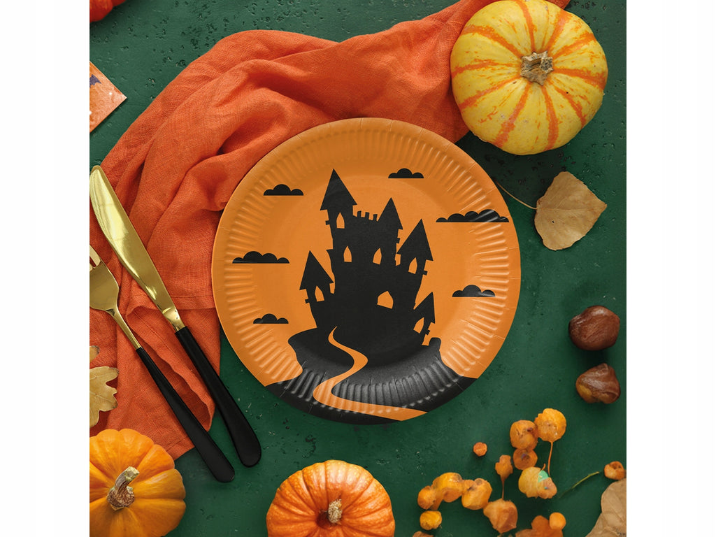 Talerzyki papierowe Nawiedzony Dom Halloween 23cm 8szt