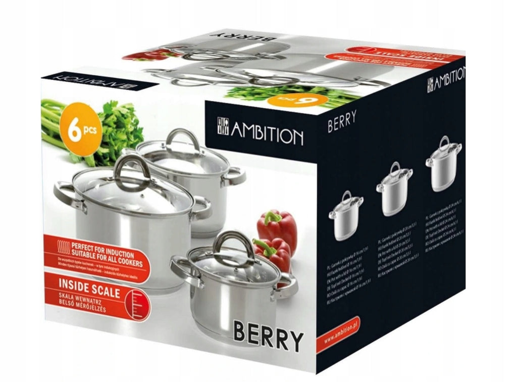 Zestaw garnków Ambition Berry stal nierdzewna 6 el.