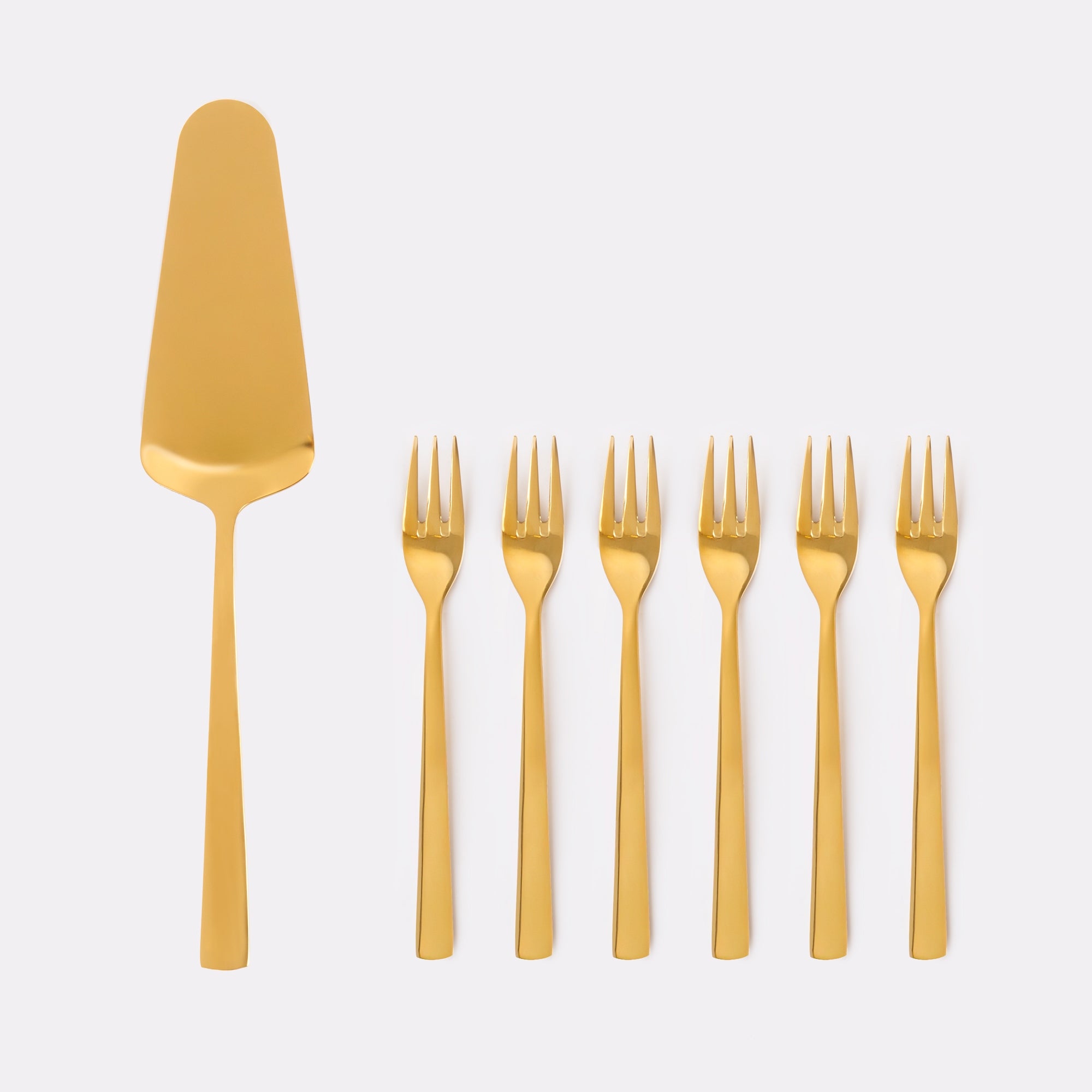 43385 Zestaw do ciasta 7-el Prato łopatka + 6 widelczyków gold AMBITION